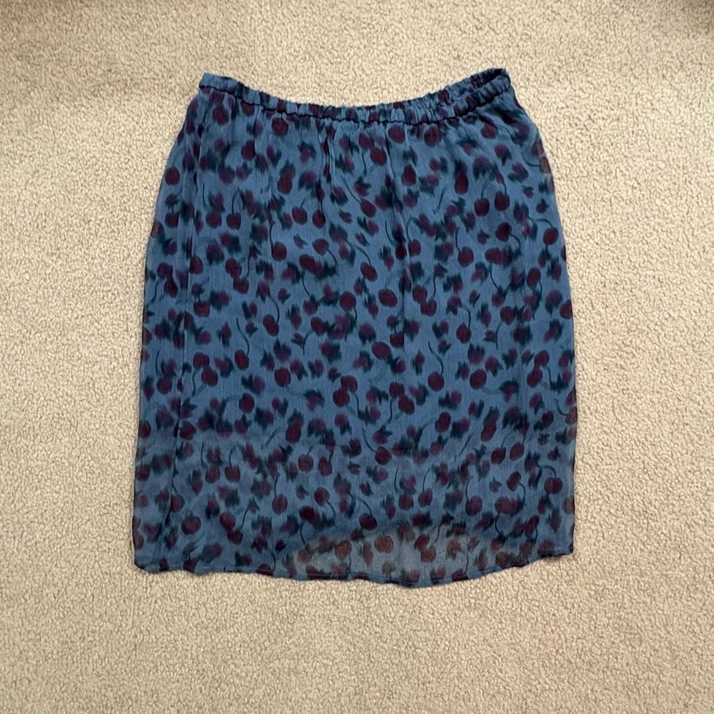 J. Crew Blue Mini Skirt with Cherry print NWT